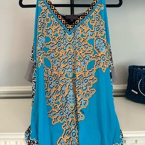 Hale Bob Vibrant Blue and Orange Patterned Top!